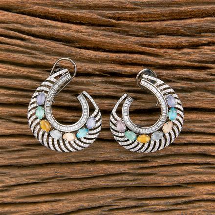 Cubic Zirconia Chand Earring With Black Plating