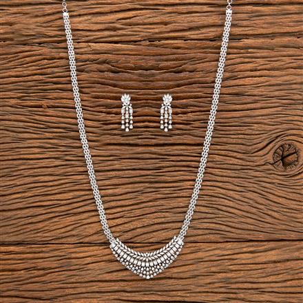 Cubic Zirconia Classic Pendant Set With 2 Tone Rhodium Plating