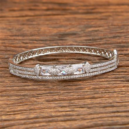 Cubic Zirconia Classic Kada With Rhodium Plating