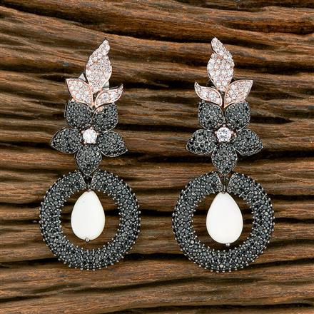 Cubic Zirconia Nano Earring With Black Rose Plating