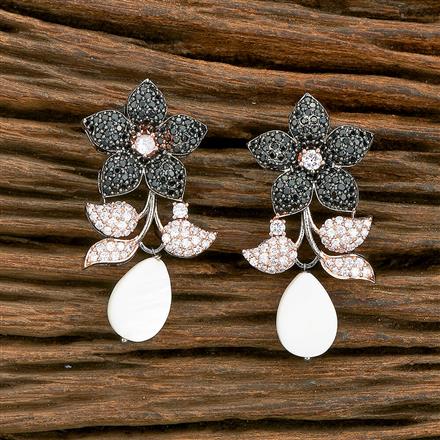 Cubic Zirconia Nano Earring With Black Rose Plating