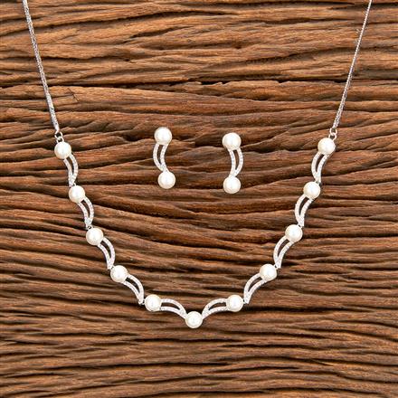 Cubic Zirconia Delicate Necklace With Rhodium Plating
