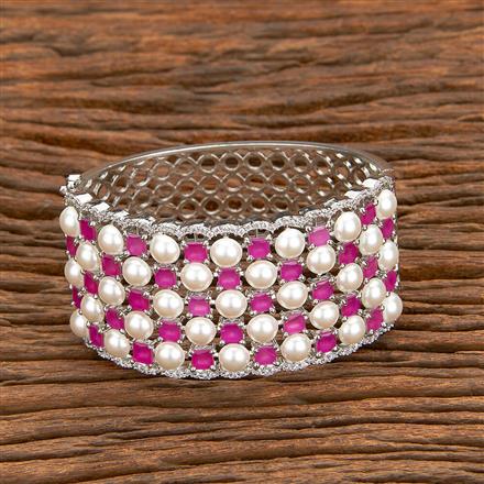 Cubic Zirconia Broad Kada With Rhodium Plating
