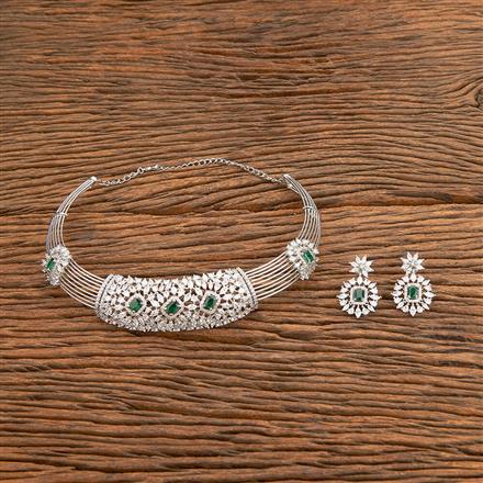 Cubic Zirconia Stiff Necklace With Rhodium Plating