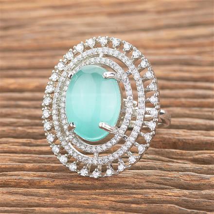 Cubic Zirconia Adjustable Ring With Rhodium Plating