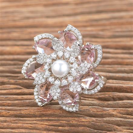 Cubic Zirconia Classic Ring With Rhodium Plating