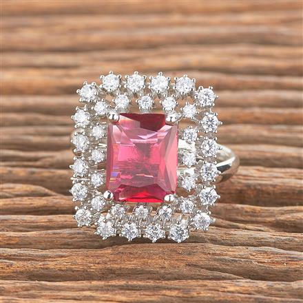 Cubic Zirconia Adjustable Ring With Rhodium Plating