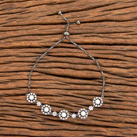 Cubic Zirconia Adjustable Bracelet With Black 2Tone Rhodium Plating