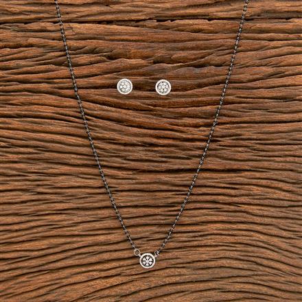 Cubic Zirconia Classic Mangalsutra With Rhodium Plating