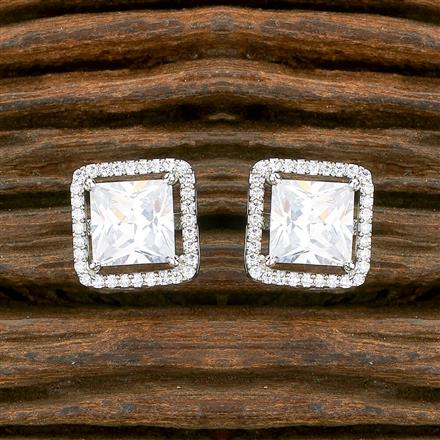 Cubic Zirconia Delicate Tops With 2 Tone Rhodium Plating