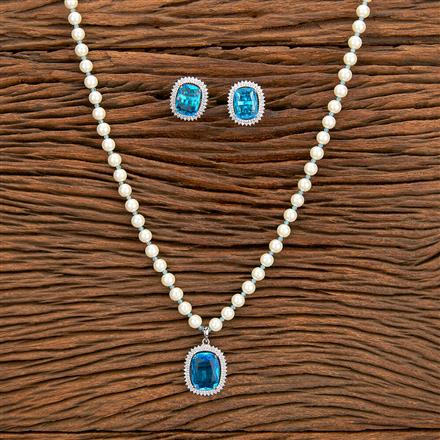 Cubic Zirconia Bandhai Necklace With Rhodium Plating