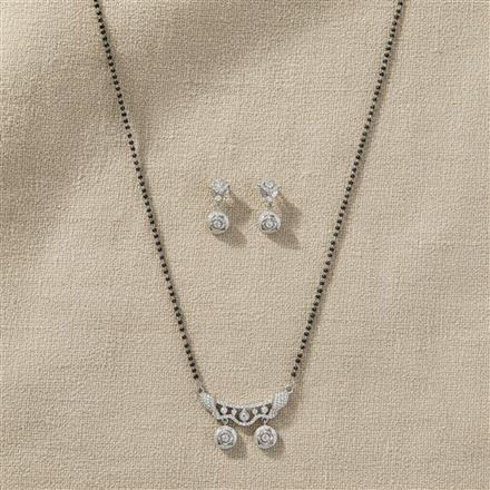 American Diamond Tanmaniya Mangalsutra With Rhodium Plating