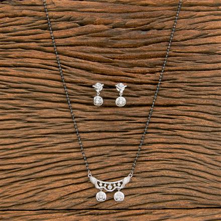 American Diamond Tanmaniya Mangalsutra With Rhodium Plating