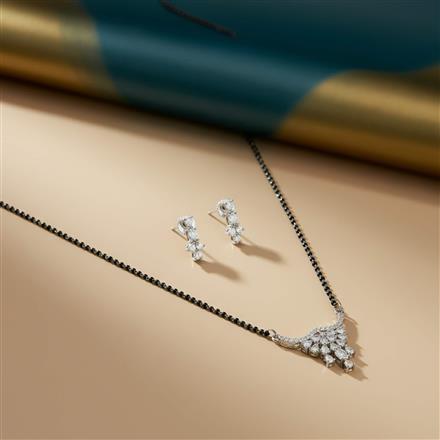 American Diamond Tanmaniya Mangalsutra With Rhodium Plating