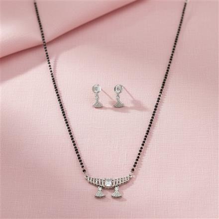 American Diamond Tanmaniya Mangalsutra With Rhodium Plating