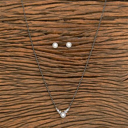 American Diamond Delicate Mangalsutra With Rhodium Plating
