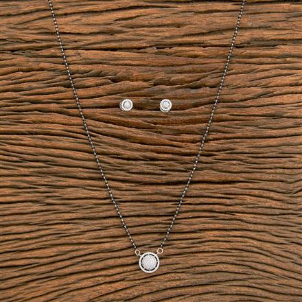 American Diamond Vati Mangalsutra With Rhodium 2 Tone Plating