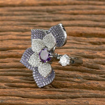 American Diamond Nano Stone Ring With Black Plating