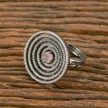 American Diamond Adjustable Ring With Black Plating