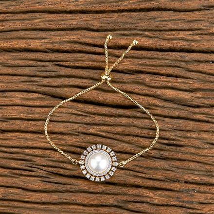 American Diamond Pearl Bracelet With Black Rhodium 2 Tone Plating