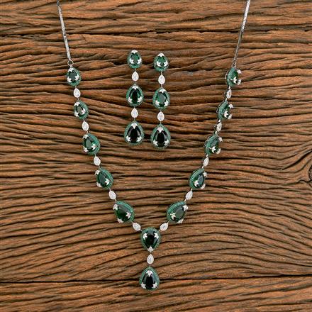 American Diamond Nano Stone Necklace Set With Black Plating