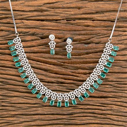 American Diamond Classic Necklace With Rhodium Plating