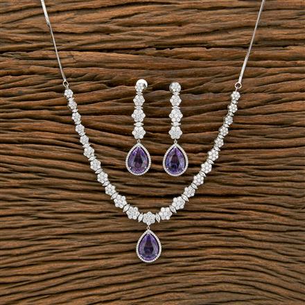 Cubic Zirconia Big Stone Necklace With Rhodium Plating