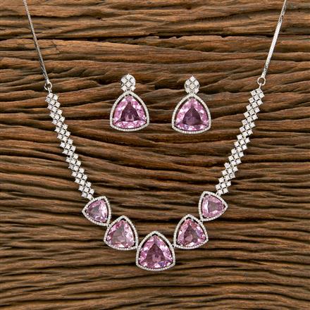 Cubic Zirconia Classic Necklace With Rhodium Plating