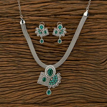 Cubic Zirconia Classic Pendant Set With Rhodium Plating