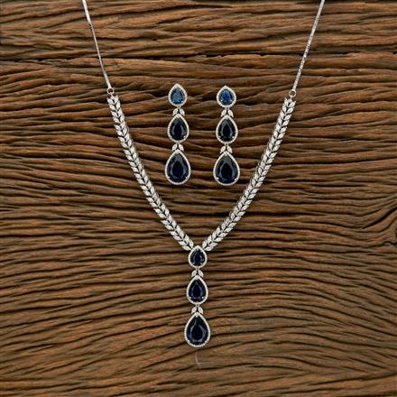 Cubic Zirconia Big Stone Necklace With Rhodium Plating