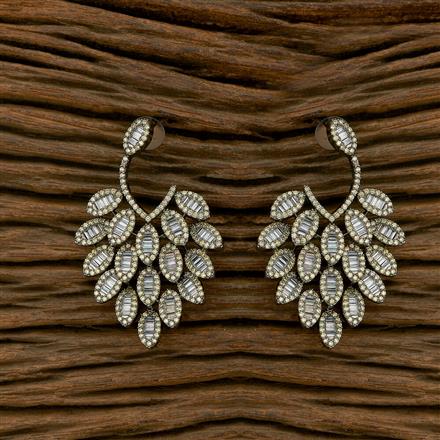 Cubic Zirconia Nano Stone Earring With Black Plating