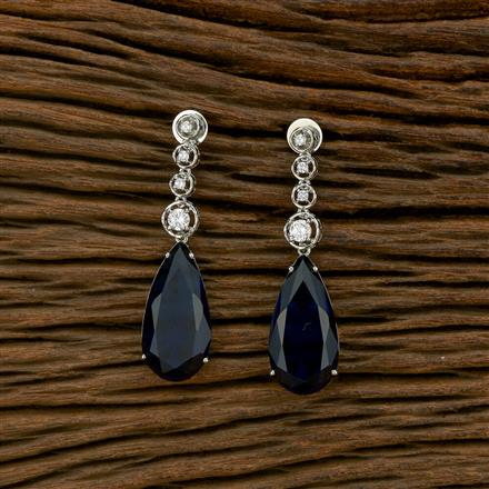 Cubic Zirconia Big Stone Earring With Rhodium Plating