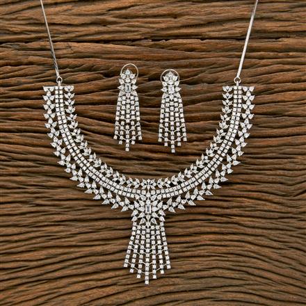 Cubic Zirconia Classic Necklace With 2 Tone Rhodium Plating