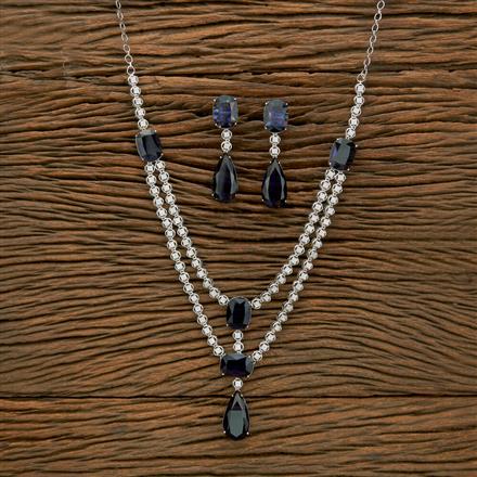 Cubic Zirconia Big Stone Necklace With Rhodium Plating