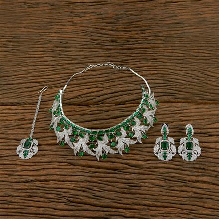 Cubic Zirconia Mukut With Rhodium Plating