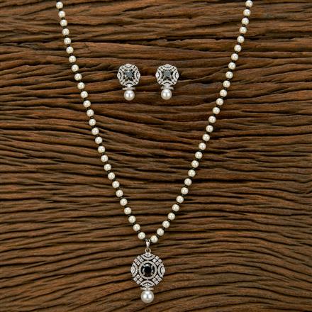 American Diamond Mala Necklace With Rhodium Plating