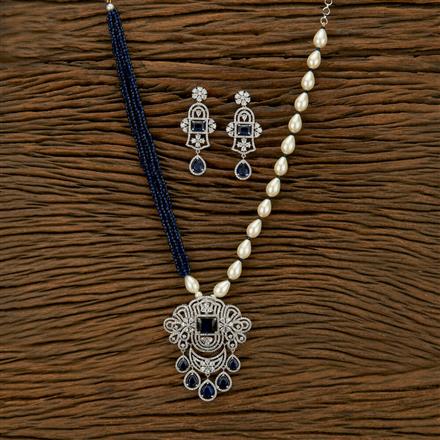 Cubic Zirconia Bandhai Mala Necklace With Rhodium Plating