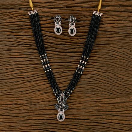 Cubic Zirconia Bandhai Mala Necklace With Black Rose Plating