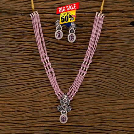 Cubic Zirconia Bandhai Mala Necklace With Black Rose Plating