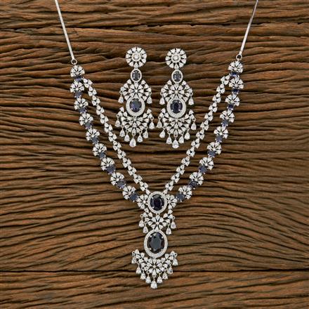 Cubic Zirconia 2 Line Necklace With Rhodium Plating