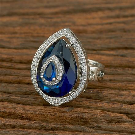 Cubic Zirconia Adjustable Ring With Rhodium Plating