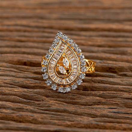 Cz Classic Ring With Rhodium 2 Tone Plating