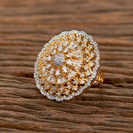 Cz Classic Ring With Rhodium 2 Tone Plating