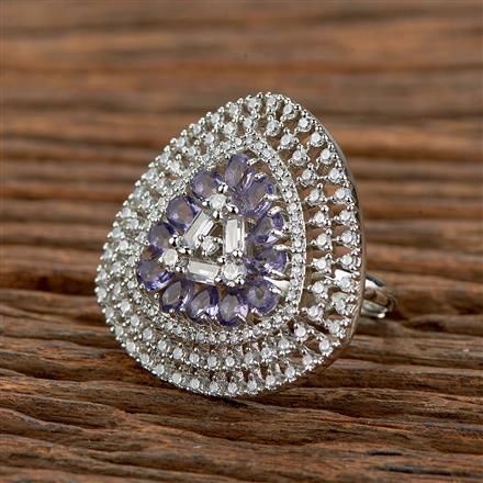 Cz Adjustable Ring With Rhodium Plating