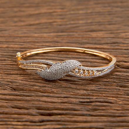 Cz Classic Kada With Rhodium 2 Tone Plating