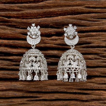 Cz Jhumki With Rhodium 2 Tone Plating