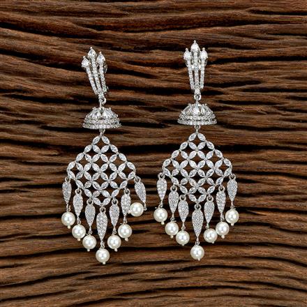 Cz Classic Earring With Rhodium 2 Tone Plating