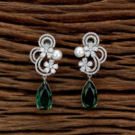 Cz Classic Earring With Rhodium Plating