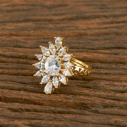 Cubic Zirconia Classic Ring With Rhodium Gold Plating