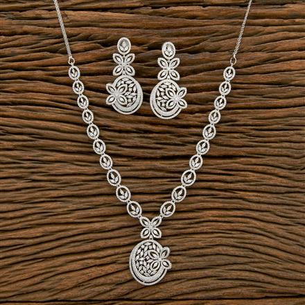 Cubic Zirconia Classic Necklace With Rhodium Plating